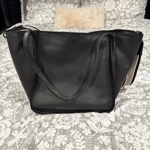 Margot black real leather tote